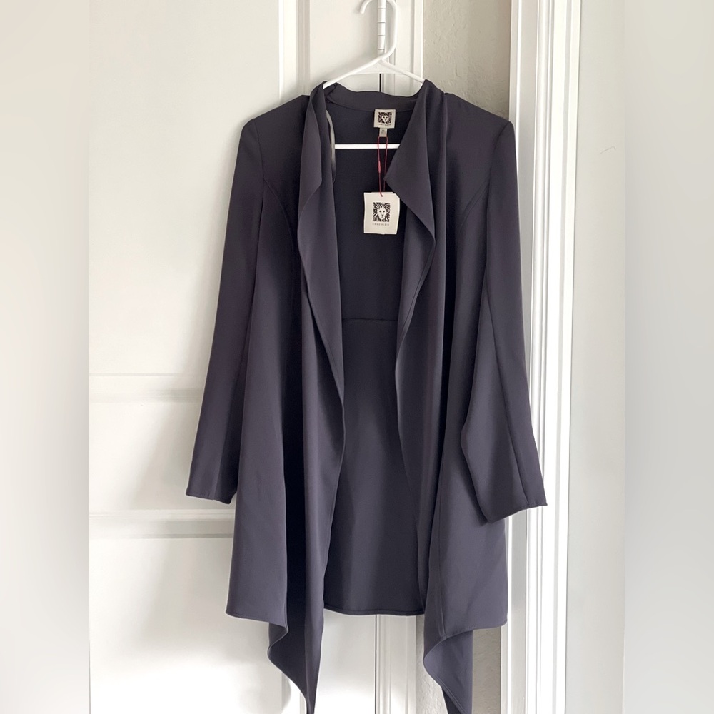 Grey formal high low drape duster